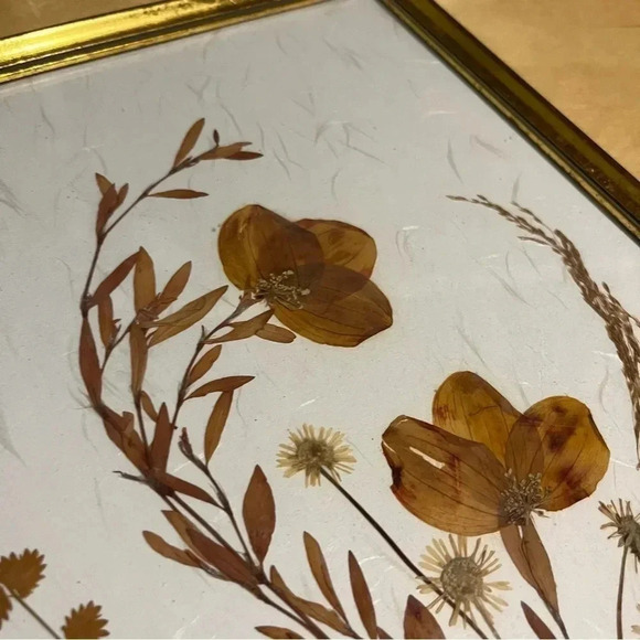 Vintage Framed Pressed Dried Flowers Boho Style Made W. Germany 9”x12” - Picture 3 of 7